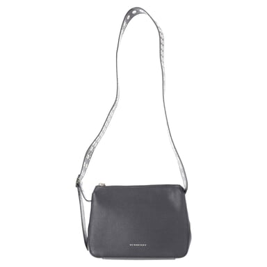 Burberry Helmsley Reißverschluss-Crossbody-Tasche aus schwarzem Leder