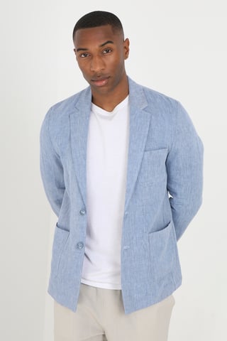 Light Blue 'Cambridge' Button Through Chambray Blazer