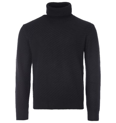 Armani Exchange Diagonal Knit Roll Neck Sweater - Black