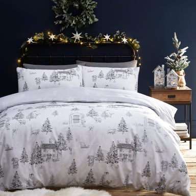 Zartes Schneebedecktes Wald-Mittenwinter-Toile-Bettwäsche-Set