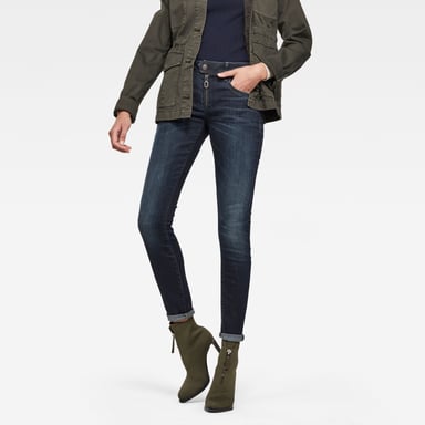 G-Star RAW Lynn Zipper Mid Waist Skinny Jeans