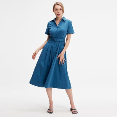 Ausgestelltes Hemdblusenkleid aus Baumwolle