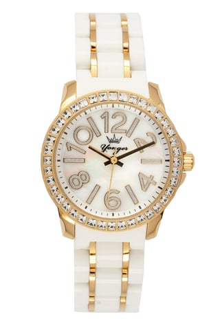 Yonger und Bresson Gelbgold Weißes Zifferblatt Uhr