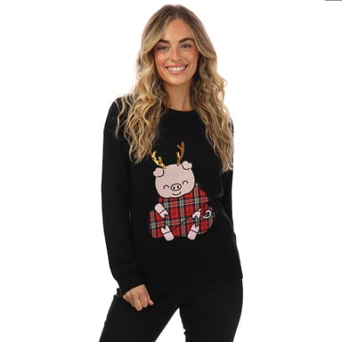 Pull Pig Noël Brave Soul Pour Femme en Noir
