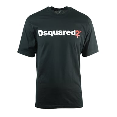 Dsquared2 Drip Logo Slouch Fit Schwarzes T-Shirt