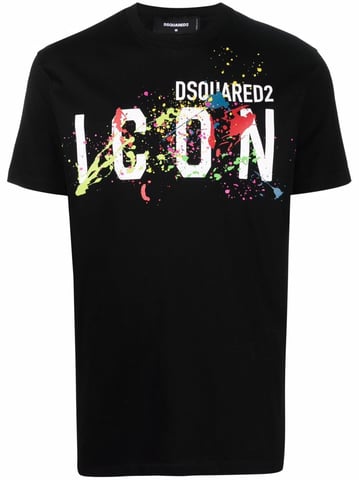 Dsquared2 Icon Paint Splattered T-Shirt Schwarz
