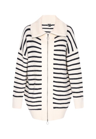 Dreimaster Cardigan Damen Wollweiss Marine