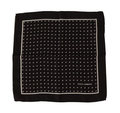 Dolce & Gabbana Men's Black Dotted Silk Square Handkerchief Scarf