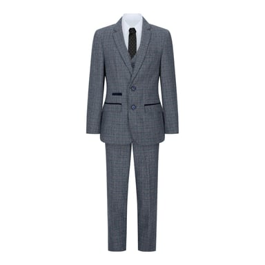 3-teiliger blauer Tweed-Karo-Vintage-Retro-Anzug für Jungen