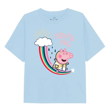 Peppa Pig Mädchen Regenbogen Rutsche T-Shirt (Hellblau)
