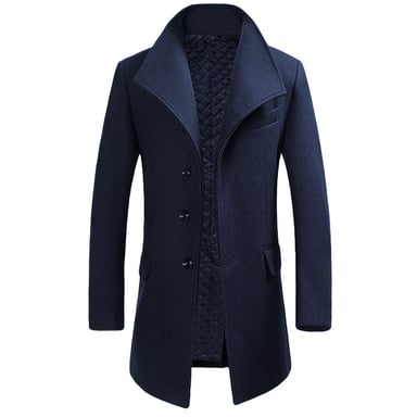 Alle Themen Herren Wollmantel Winter Business Slim fit Revers Mantel Navy Blau