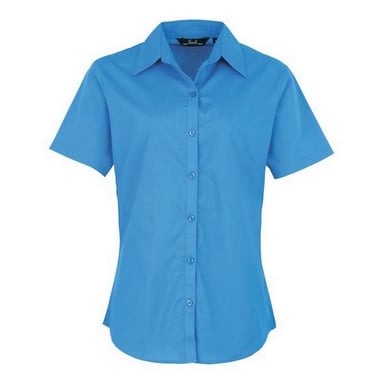 Premier Damen Kurzarm Popeline Bluse / Arbeitshemd (Saphir)