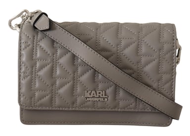 Karl Lagerfeld Women's Light Grey Leather Crossbody Bag