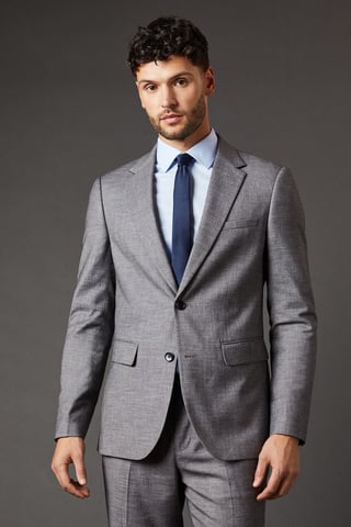 Mid Grey Sharkskin Slim Fit Suit Jacket