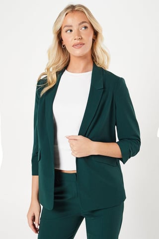 Ruched Sleeve Blazer