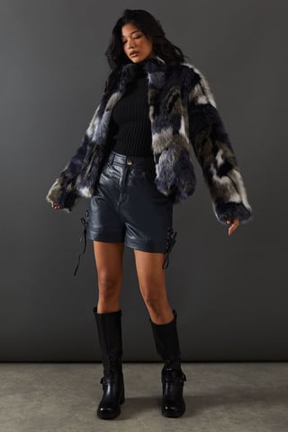 Premium Camouflage Faux Fur Cropped Jacket