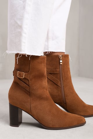 Where's That From Womens 'North' Wide Fit Block Heel Boot With Buckle Detail