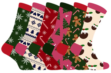 Damen Weihnachten Socken | Socken Snob | Damen bunte Neuheit Design Weihnachten Socken | Geschenk für Sie - 6 Pack