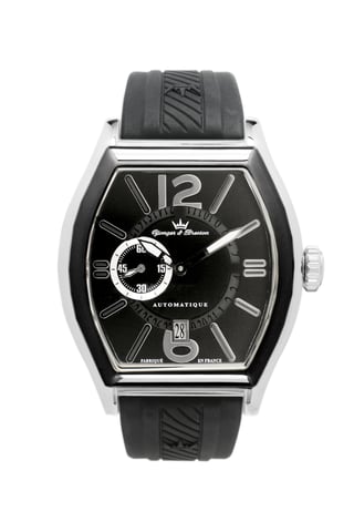 Yonger Schwarzes Zifferblatt mit silbernem Gehäuse Uhr