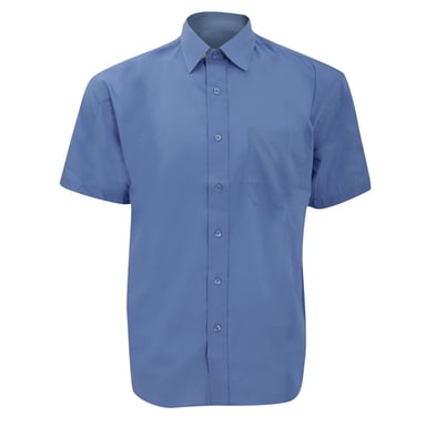 Russell Collection Popelin Herren Hemd, Kurzarm, pflegeleicht (Corporate Blau)