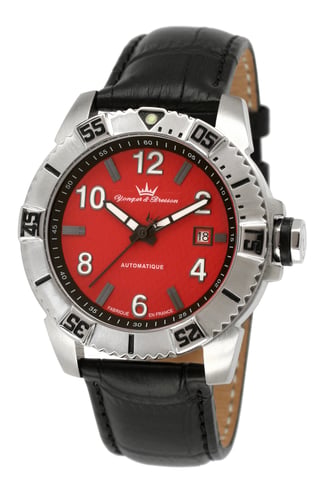 Yonger Rotes Zifferblatt mit schwarzem Band Uhr