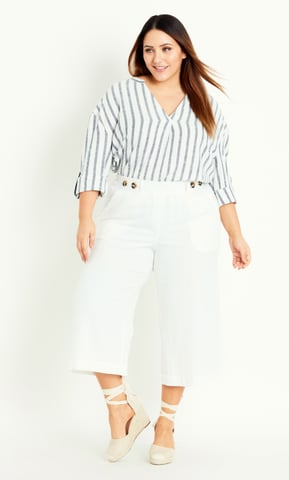 EVANS Women's Linen Blend Culotte - white