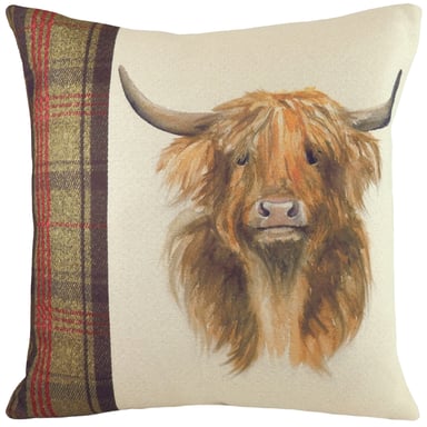 Evans Lichfield Hunter Hochlandrind Rechteckiges Tartan Federgefülltes Kissen
