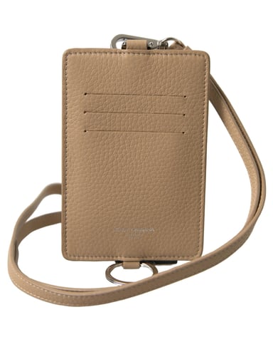 Leather Lanyard Cardholder with Zipper Closure and Multiple Card Slots