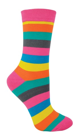 Miss Sparrow - Damen Bambus Socken | Neuheit gemusterten gestreiften Polka Dot Socken | Atmungsaktiv weich | Geschenke für Sie - Bright Thick Stripe