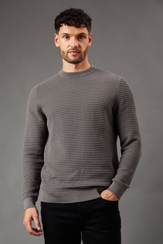 Waffle Crew Neck Knitted Jumper