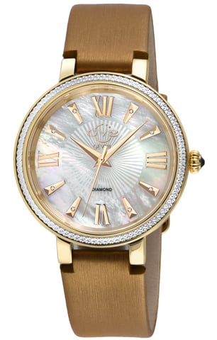 GV2 Damen Genoa 12532S Schweizer Quarz Perlmutt Diamant Beige Lederuhr