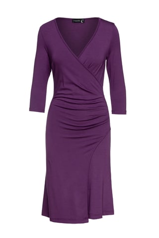Auberginefarbenes Faux Wrap Kleid