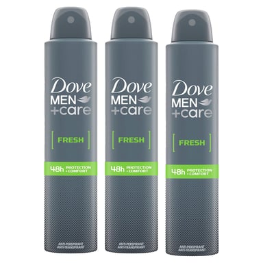 Dove Men+Care Fresh Antiperspirant Deodorant Spray for 48H Protection 200ml, 3pk