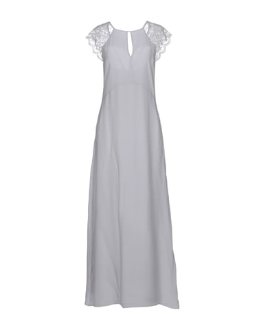 Patrizia Pepe Sera Light Grey Silk Full Length Dress With Lace Detail