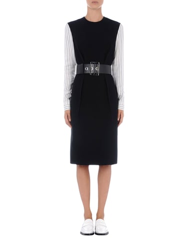 Jil Sander Black Crepe Long Sleeve Dress