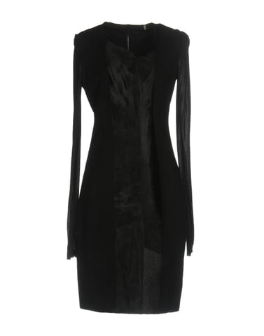Elie Tahari Black Jersey And Leather Long Sleeve Dress