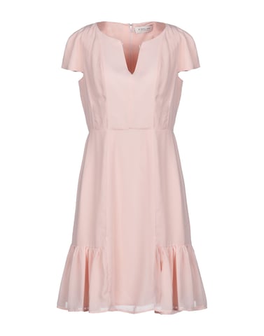 By Malina Pink Crepe Short Sleeve Dress