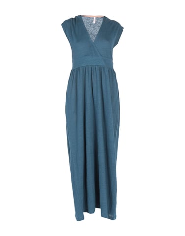 Sun 68 Deep Jade Linen Short Sleeve Dress