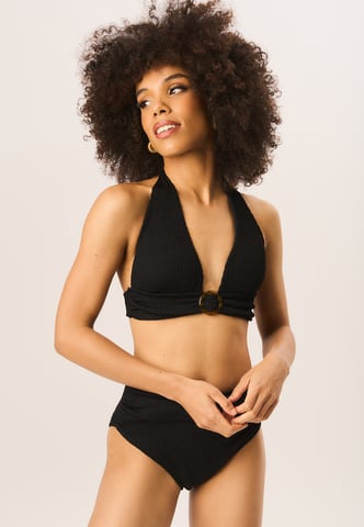 Texturiertes Neckholder-Bikinioberteil mit Ring-Detail