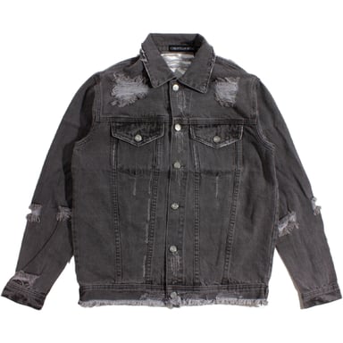 Christian Rose Women's Grey Distressed Denim Jacket