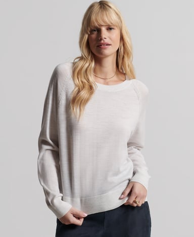 SUPERDRY Pull ras-du-cou en laine mérinos