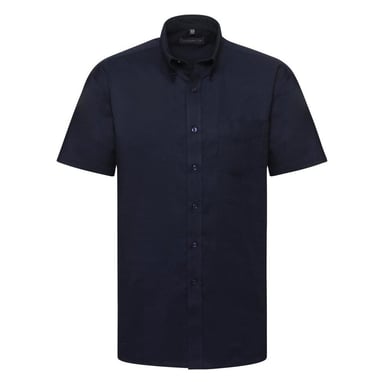 Russell Collection Oxford Herren Hemd, Kurzarm, pflegeleicht (Helles Marineblau)