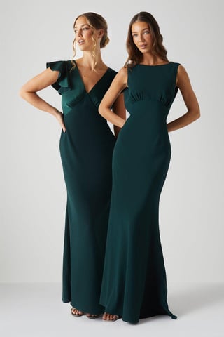 Cowl Back Fishtail Bridesmaids Maxi Dress