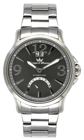 Yonger Silber Edelstahl Schwarzes Zifferblatt Uhr