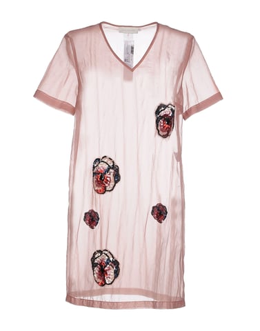 L' Autre Chose Pale Pink Organza And Sequin Short Sleeve Dress