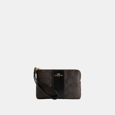 Corner Zip in Signature Canvas with Leather Stripe Bag