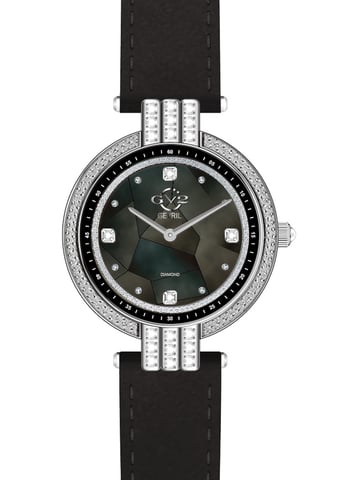 GV2 Matera Womens Schweizer Quarz schwarz Perlmutt Zifferblatt schwarz Wildleder Armband Diamant Uhr