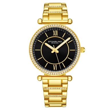 Schwarz und Gold Aria Quartz 36mm
