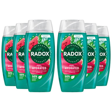 Radox Mineral Therapy Shower Gel Feel Hydrated w/ Watermelon&Mint Scent, 6x225ml