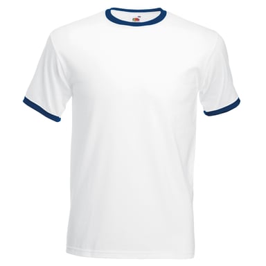 Fruit Of The Loom Herren Ringer T-Shirt (Weiß/Marineblau)